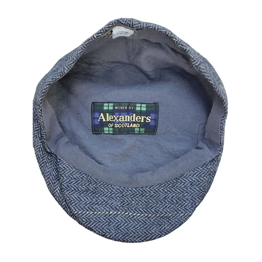 Vintage Alexanders of Scotland Pure Lambswool Newsboys Cap Tweed Herringbone - Picture 7 of 8